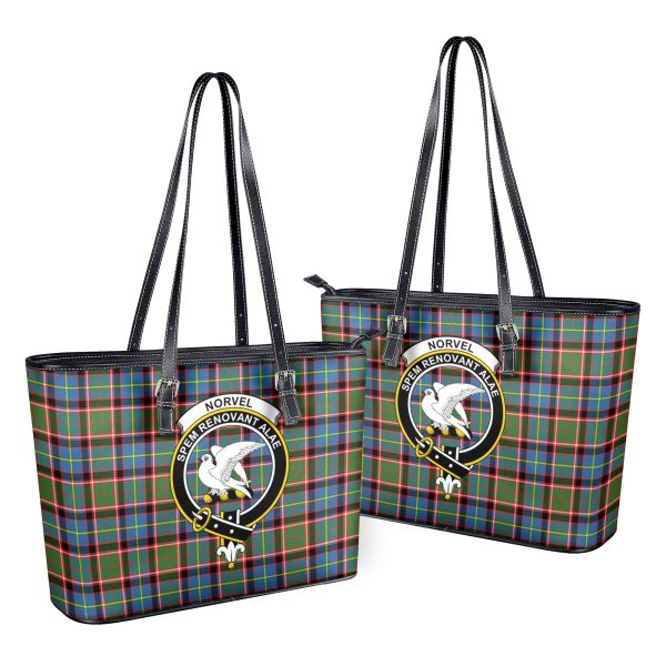 Norvel (or Norvill) Tartan Crest Leather Tote Bag For Discount