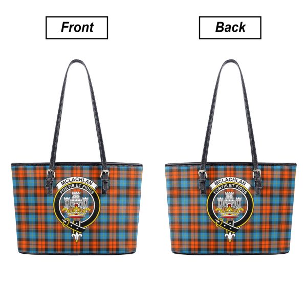 McLachlan Ancient Tartan Crest Leather Tote Bag Fashion - Image 3