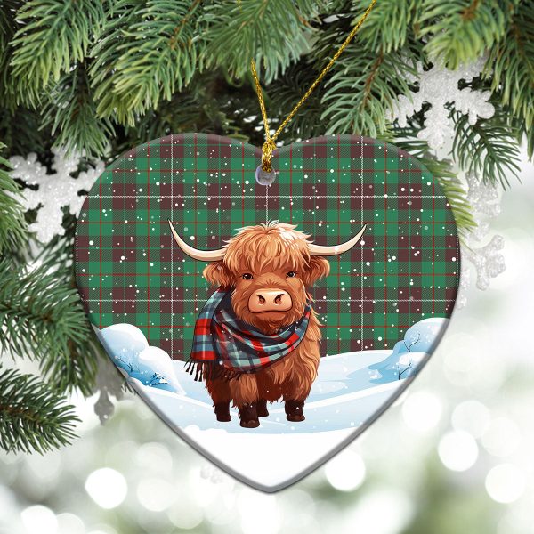 MacKinnon Hunting Ancient Tartan Christmas Ceramic Ornament - Highland Cows Snow Style Supply - Image 5