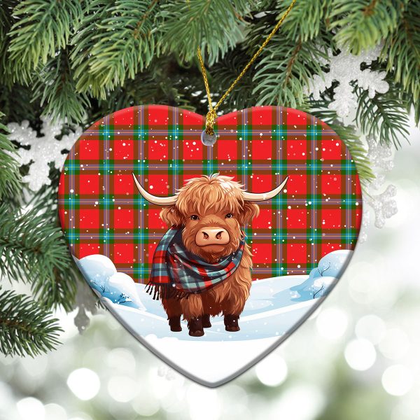MacLaine of Loch Buie Tartan Christmas Ceramic Ornament - Highland Cows Snow Style Fashion - Image 5