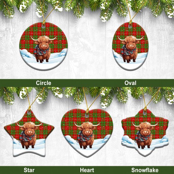 Burnett Ancient Tartan Christmas Ceramic Ornament - Highland Cows Snow Style Online Sale