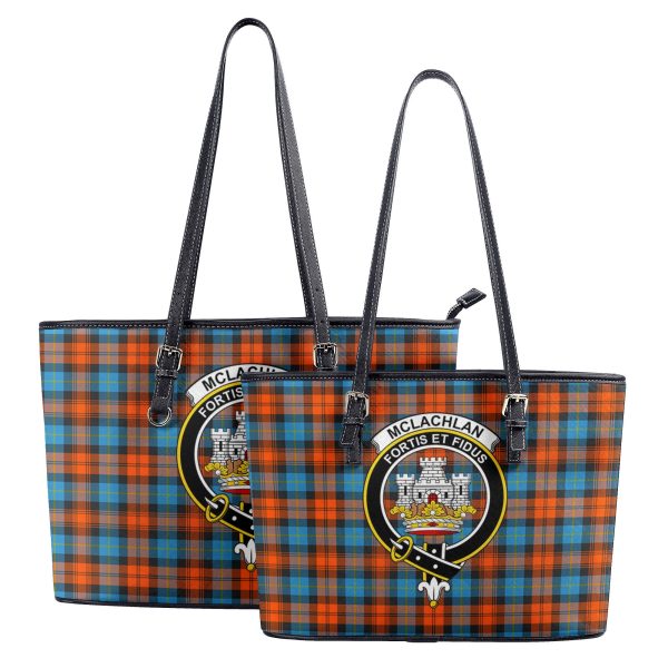 McLachlan Ancient Tartan Crest Leather Tote Bag Fashion - Image 4