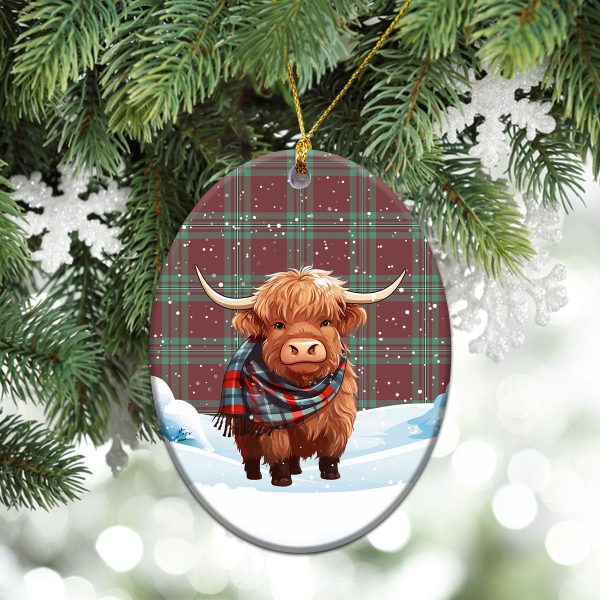 MacGregor Hunting Ancient Tartan Christmas Ceramic Ornament - Highland Cows Snow Style Cheap - Image 3