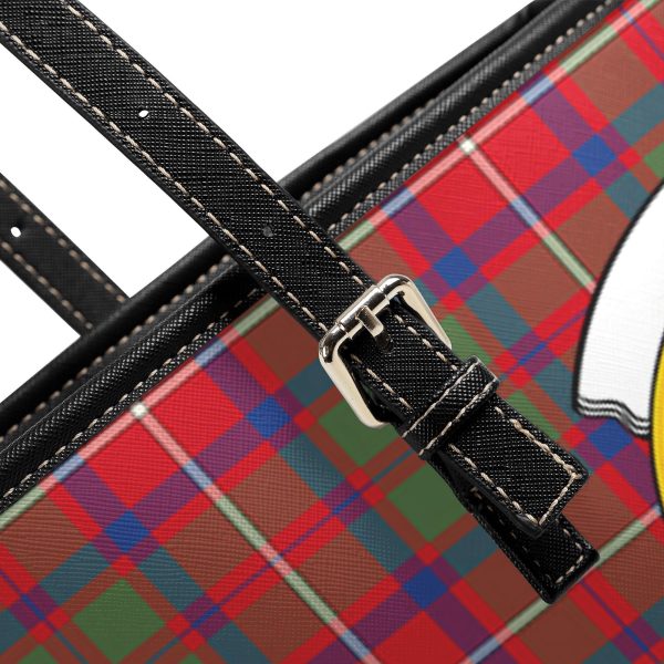 Shaw Red Modern Tartan Crest Leather Tote Bag Online Hot Sale - Image 5