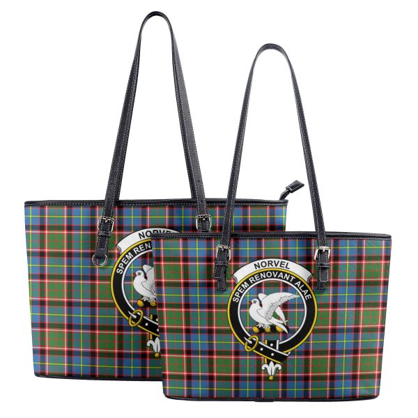 Norvel (or Norvill) Tartan Crest Leather Tote Bag For Discount - Image 4