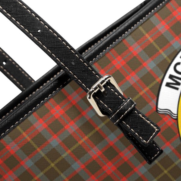 McKintosh Hunting Weathered Tartan Crest Leather Tote Bag For Sale - Image 5