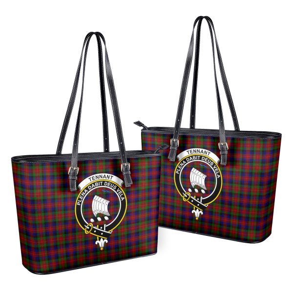 Tennant Tartan Crest Leather Tote Bag For Discount