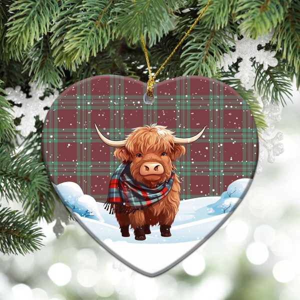 MacGregor Hunting Ancient Tartan Christmas Ceramic Ornament - Highland Cows Snow Style Cheap - Image 5