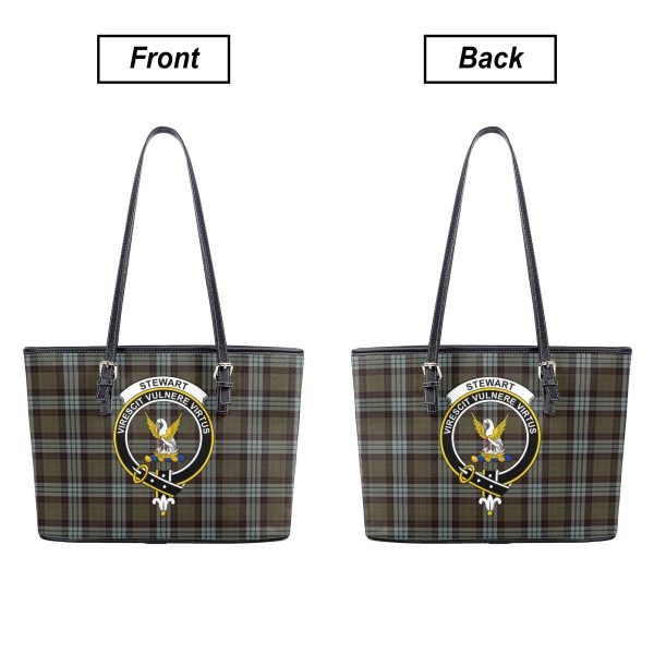 Stewart Old Weathered Tartan Crest Leather Tote Bag Online Hot Sale - Image 3