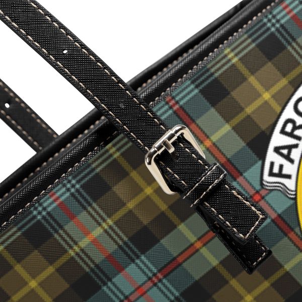 Farquharson Weathered Tartan Crest Leather Tote Bag For Sale - Image 5