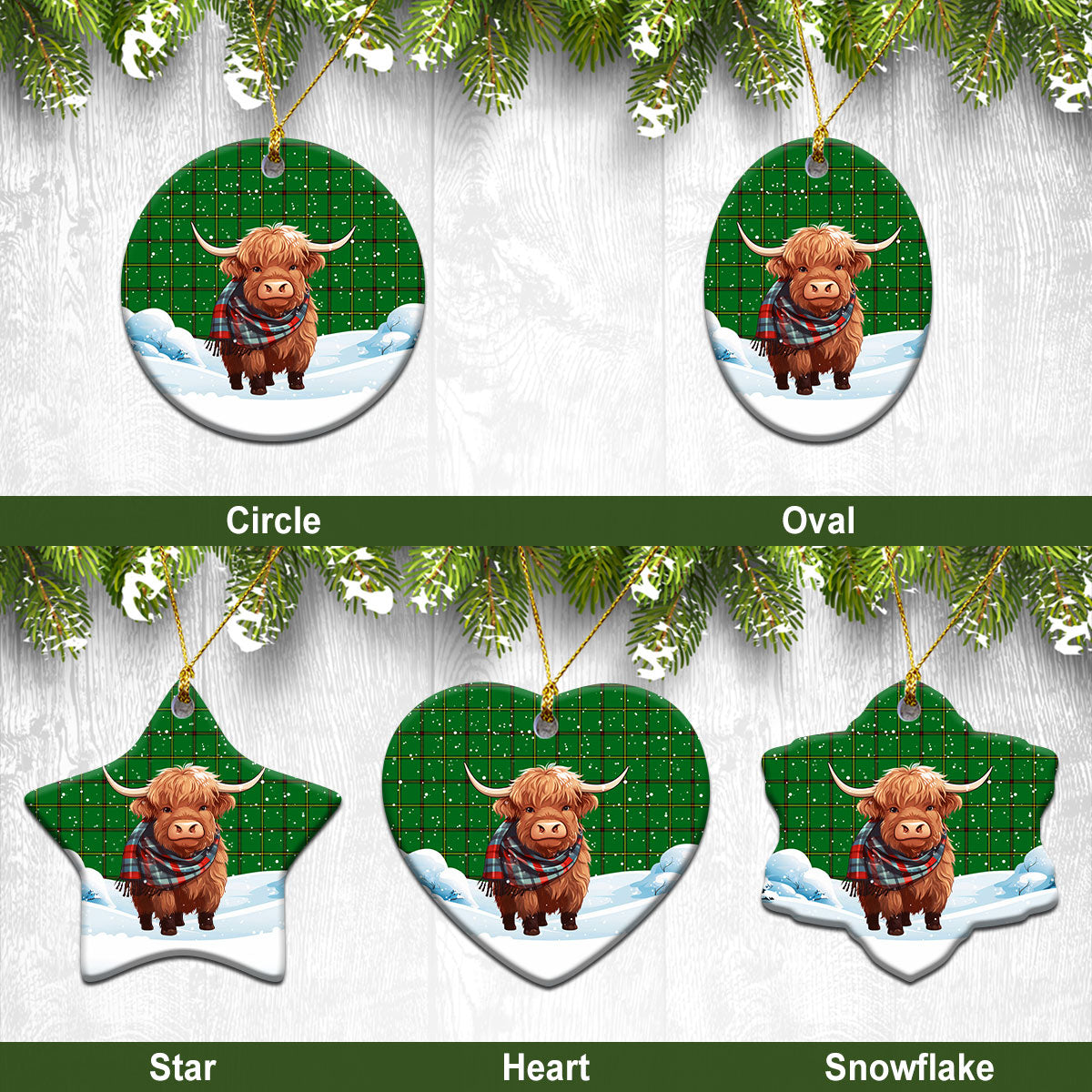 Don Tartan Christmas Ceramic Ornament – Highland Cows Snow Style Online Sale