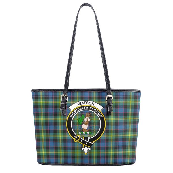 Watson Ancient Tartan Crest Leather Tote Bag For Cheap - Image 2