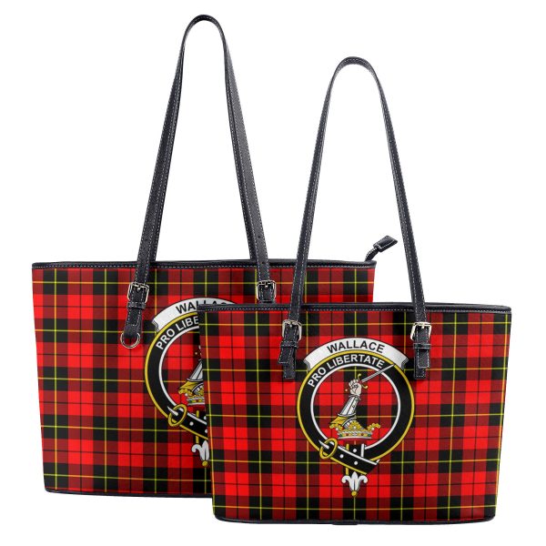 Wallace Hunting Red Tartan Crest Leather Tote Bag on Sale - Image 4
