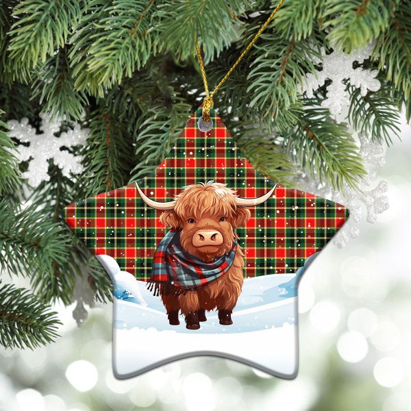 MacLachlan Hunting Modern Tartan Christmas Ceramic Ornament - Highland Cows Snow Style For Discount - Image 4