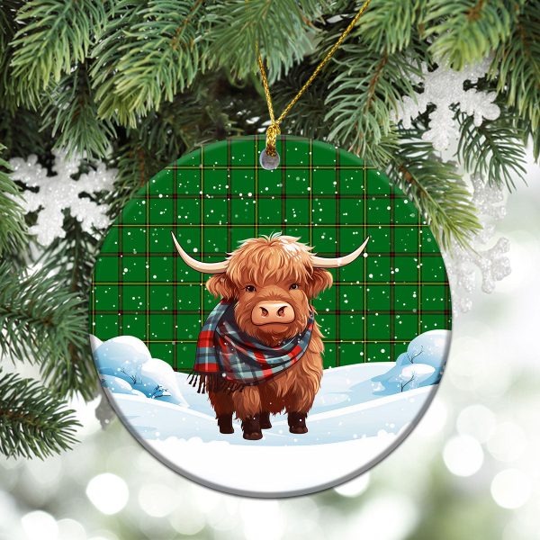 Don Tartan Christmas Ceramic Ornament - Highland Cows Snow Style Online Sale - Image 2
