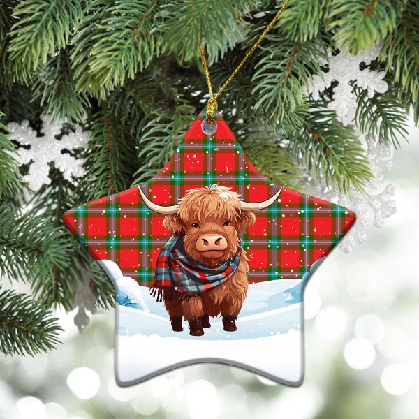 MacLaine of Loch Buie Tartan Christmas Ceramic Ornament - Highland Cows Snow Style Fashion - Image 4