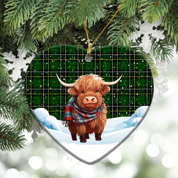 MacAlpine Modern Tartan Christmas Ceramic Ornament - Highland Cows Snow Style Online Hot Sale - Image 5