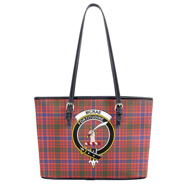 McRae Ancient Tartan Crest Leather Tote Bag Online now - Image 2