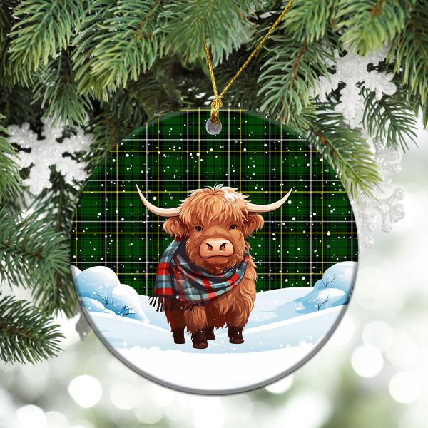 MacAlpine Modern Tartan Christmas Ceramic Ornament - Highland Cows Snow Style Online Hot Sale - Image 2