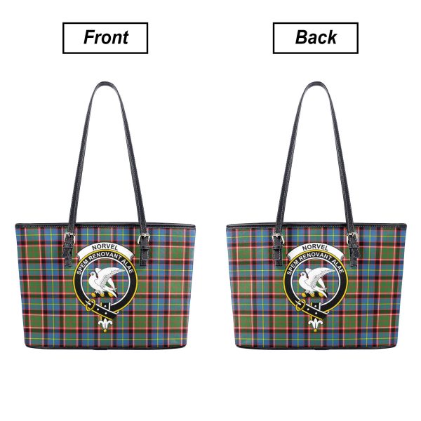 Norvel (or Norvill) Tartan Crest Leather Tote Bag For Discount - Image 3