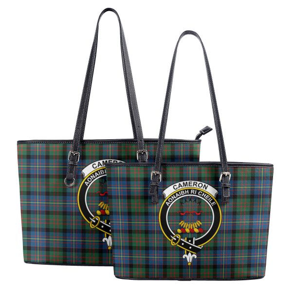 Cameron of Erracht Ancient Tartan Crest Leather Tote Bag Supply - Image 4