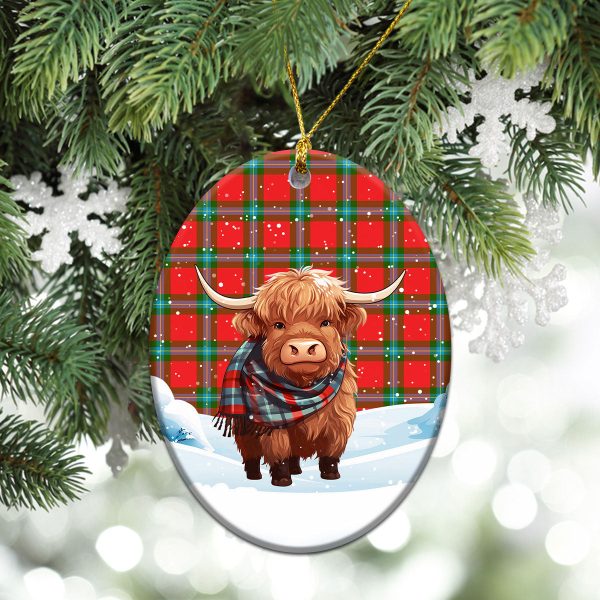 MacLaine of Loch Buie Tartan Christmas Ceramic Ornament - Highland Cows Snow Style Fashion - Image 3