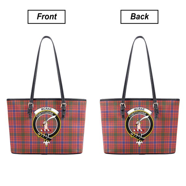 McRae Ancient Tartan Crest Leather Tote Bag Online now - Image 3