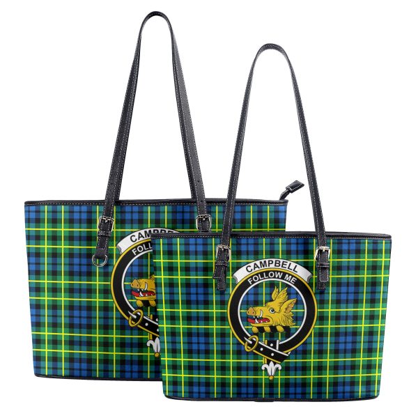 Campbell of Breadalbane Ancient Tartan Crest Leather Tote Bag Online - Image 4