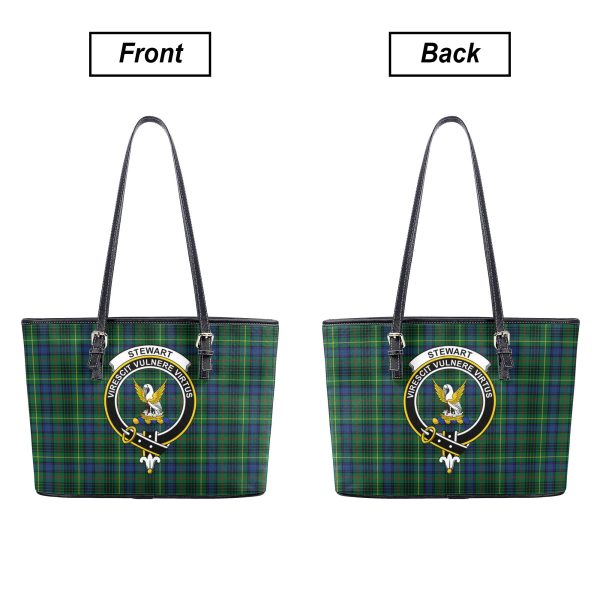 Stewart Hunting Modern Tartan Crest Leather Tote Bag Fashion - Image 3