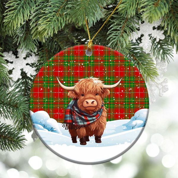 Burnett Ancient Tartan Christmas Ceramic Ornament - Highland Cows Snow Style Online Sale - Image 2