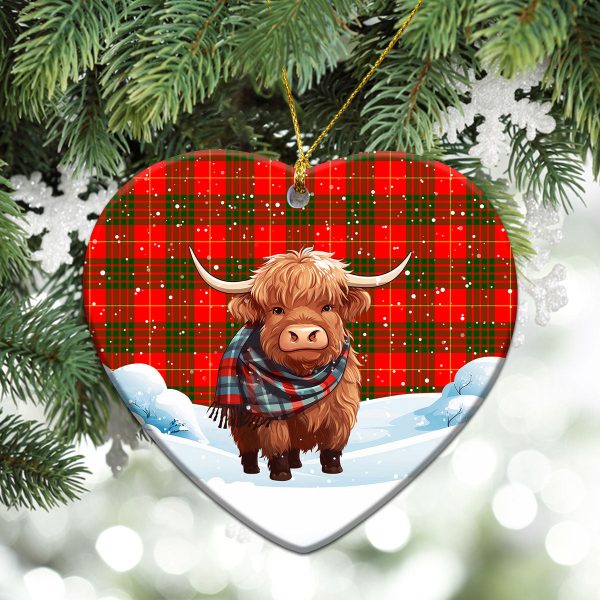 Cameron Modern Tartan Christmas Ceramic Ornament - Highland Cows Snow Style Online Sale - Image 5